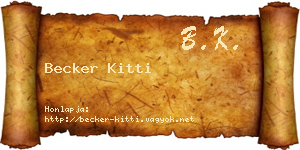 Becker Kitti névjegykártya